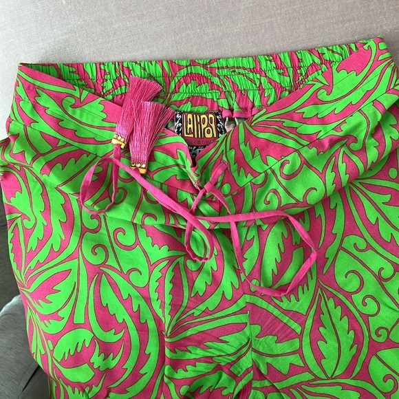 DESIGNER SET SIZE M Green Leaf Print Midi Viscose Kimono with Embroidery… - Picture 10 of 16